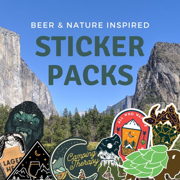 Beer & Nature Sticker Pack, Sticker Set, Craft Beer Stickers, Vinyl Stickers, Nature Stickers, Bulk Discount