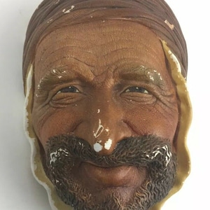Persian Bossons Head England Chalkware Wall Decor Retro