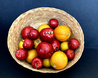 Vintage 20 Apples & Oranges Colored Fruit Realistic 11 Apples 9 Oranges Staging