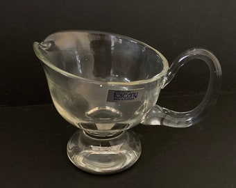 Toscany Hand Blown Clear Glass Footed Gravy Sauce Boat