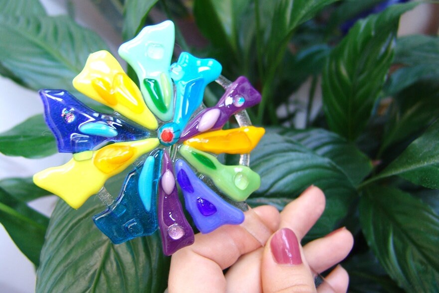 Garden Stake Flowers. Fused Glass Garden Stakes. Decor flower Etsy