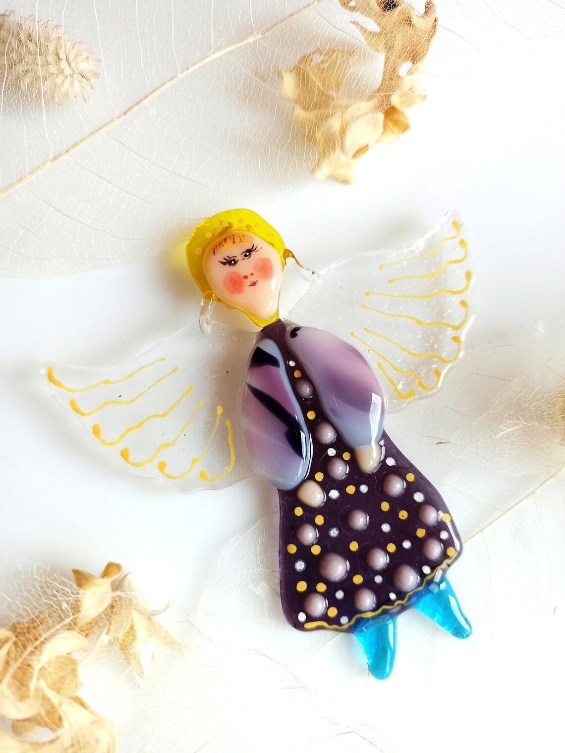 Glass angel Christmas tree ornaments wall decor Rustic  Etsy