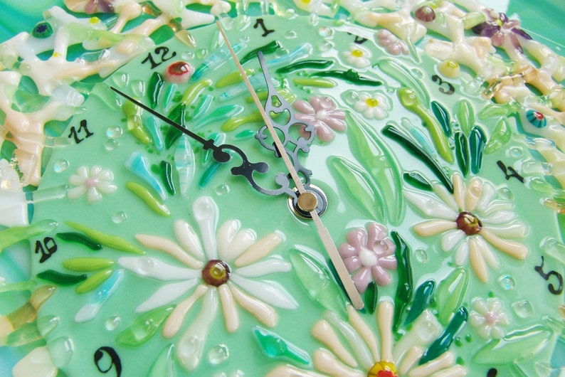 Fused glass Wall clock Wildflower Daisy wall clock Etsy