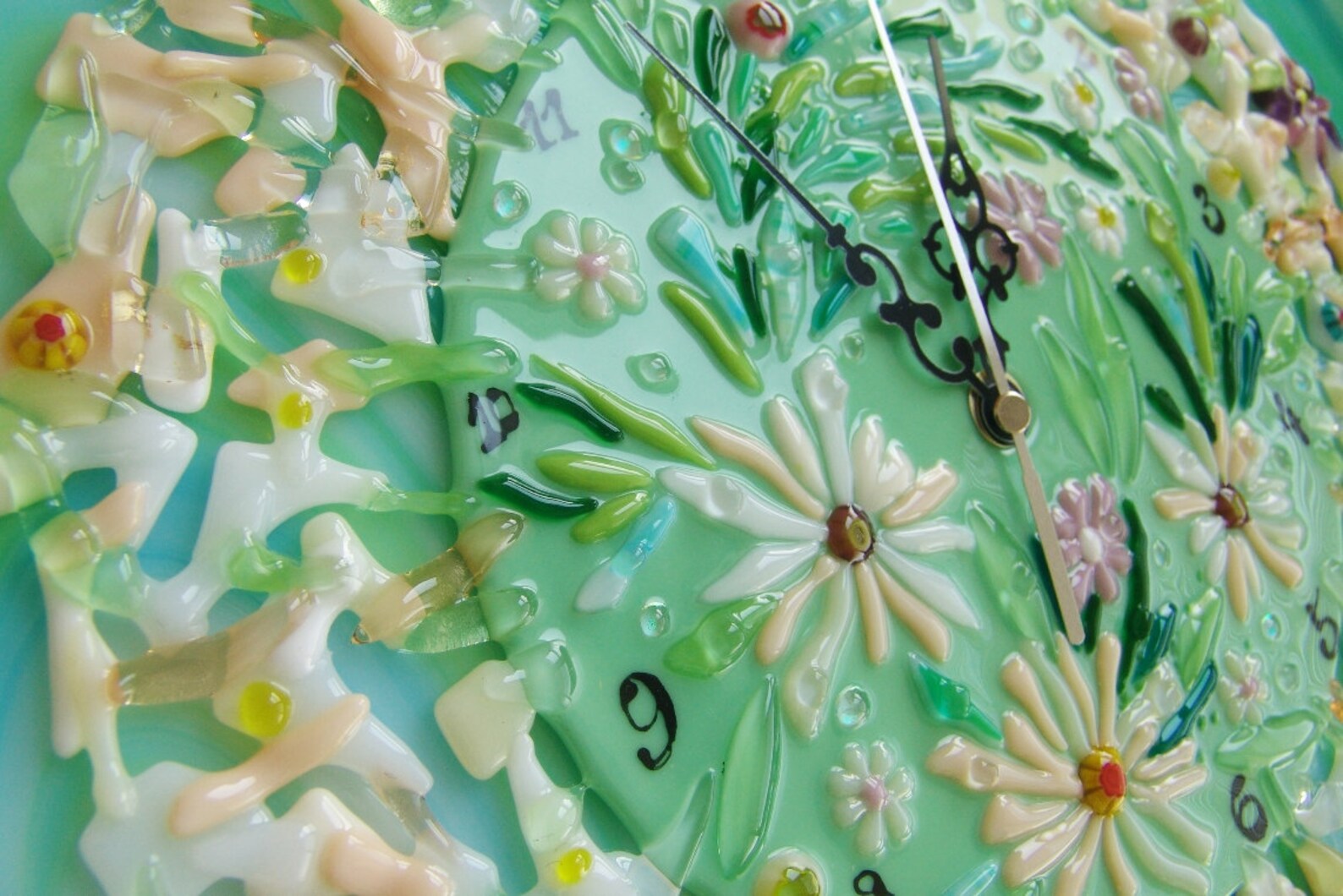 Fused glass Wall clock Wildflower Daisy wall clock Etsy