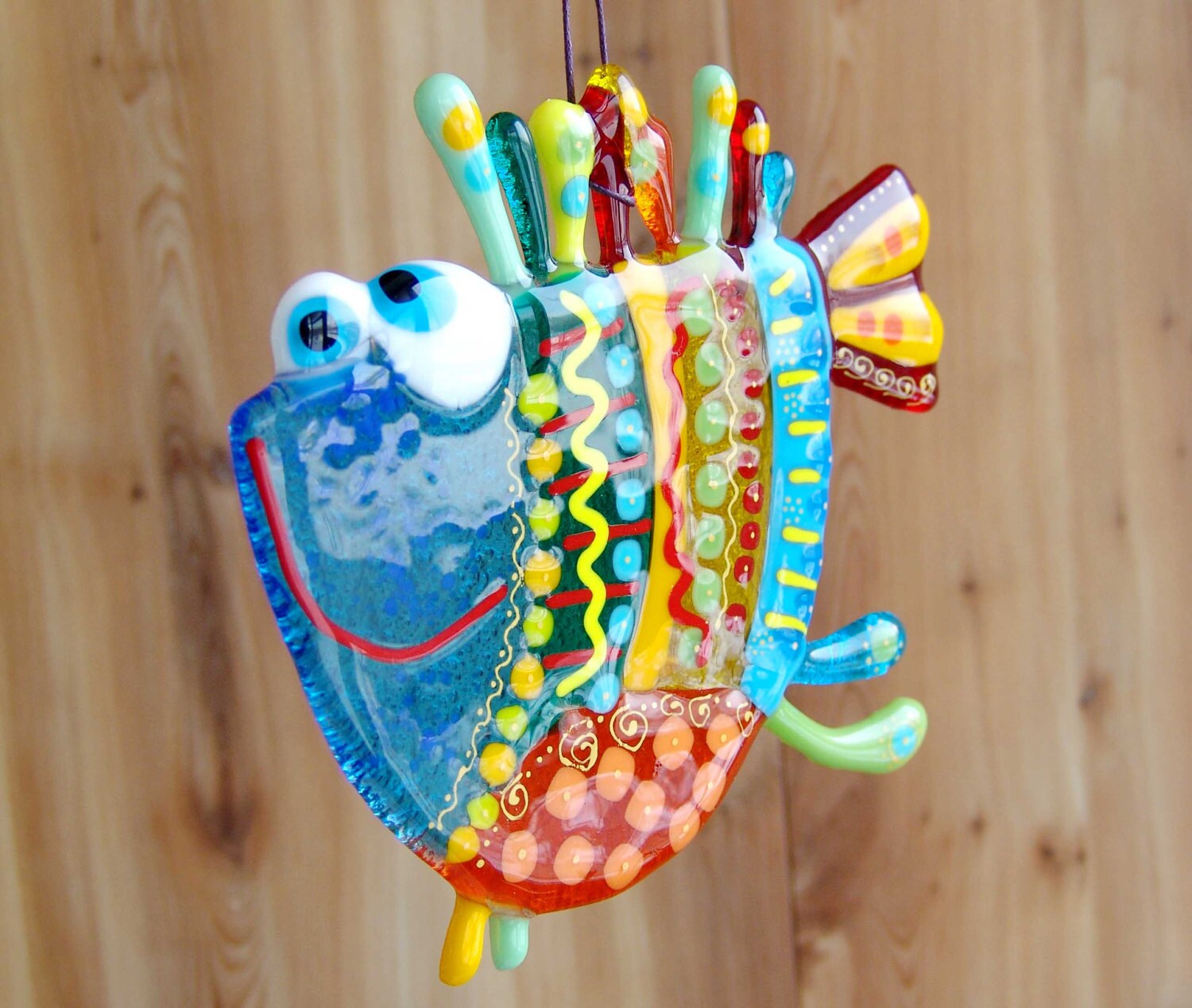 Fancy Fused Glass Fish. Garden Art. Rainbow Glass Fish Etsy