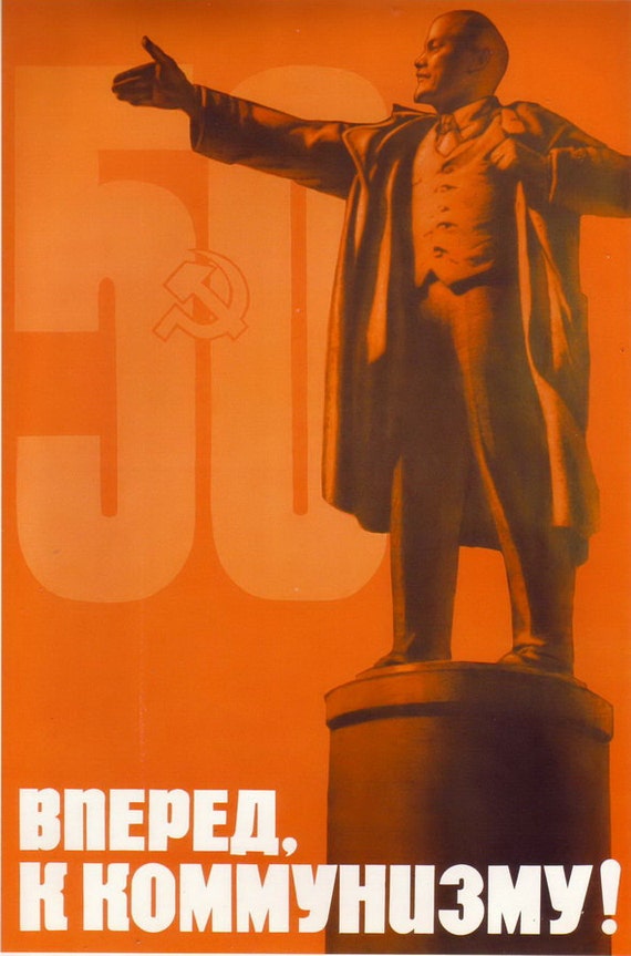 Lenin Vorwarts Zum Kommunismus Sowjetische Plakat Etsy