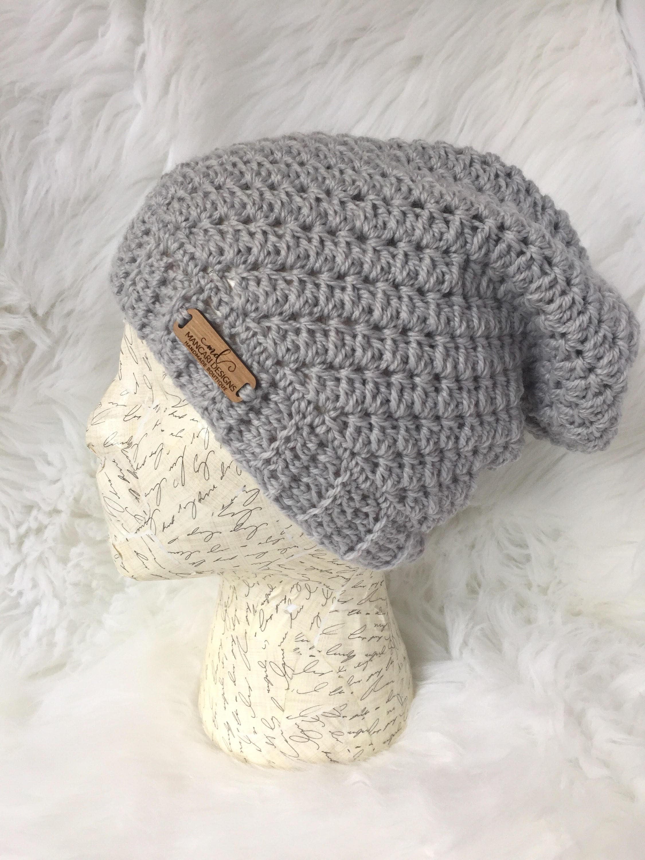 Crocheted Ladies large gray hat Women Crochet Hat in Gray Shades Color Women Winter  main image 2