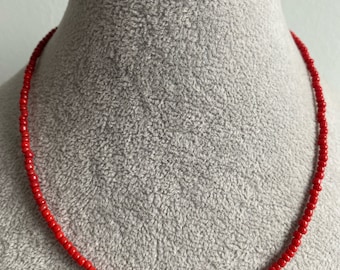 Red Colour Seed Bead Choker, Wire Neclace, Beaded Choker,Seed Bead Neclace,Minimal Jewellery ,Layer Neclace,Choker Necklace