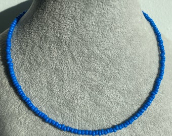Sharp Blue Colour Seed Bead Choker, Wire Neclace, Beaded Choker,Seed Bead Neclace,Minimal Jewellery ,Layer Neclace,Choker Necklace