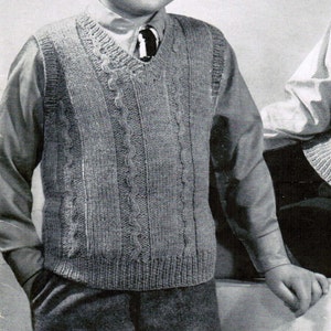 1940's Boys Pullover Vest Knitting Pattern PDF / Sizes 6 - Etsy