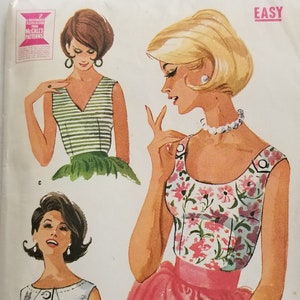 McCall's 6343 1960's sleeveless blouse pattern CUT UnCut/ Size 12, Size 14  / sleeveless tuck-in blouse pattern