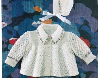 Knitted Baby Coat and Bonnet Knitting Pattern / PDF digital pattern / infant sweater pattern