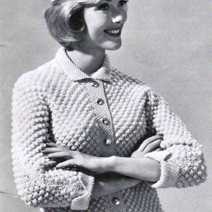 Popcorn Sweater Set Pattern PDF / Sizes 12 14 16 18 / Women's Popcorn sweater and hat patterns / Vintage knitting pattern / madmen sweater image 1
