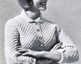 Popcorn Sweater Set Pattern PDF / Sizes 12 14 16 18 / Women's Popcorn sweater and hat patterns / Vintage knitting pattern / madmen sweater