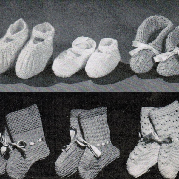 Set of 14 Vintage Baby Bootie Knitting Patterns PDF / 14 Baby bootie and stocking patterns / Baby bootie patterns / digital patterns