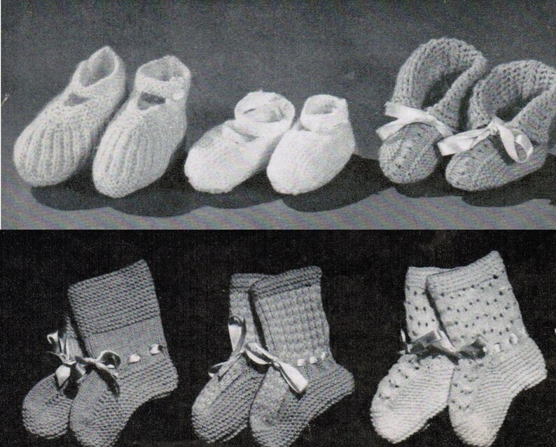Set of 14 Vintage Baby Bootie Knitting Patterns PDF / 14 Baby Bootie