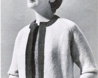 Women's Bordered Raglan Jacket Knitting Pattern PDF / Sizes 14 16 18 20 / Raglan cardigan with border pattern / Vintage mad men sweater