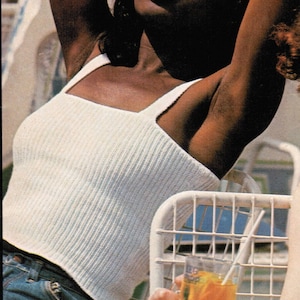 Women&#39;s Knitted Skinny Ribbed Tank Top Knitting Pattern PDF / Tank Top Knitting Pattern / 1970&#39;s Ribbed Tank Top