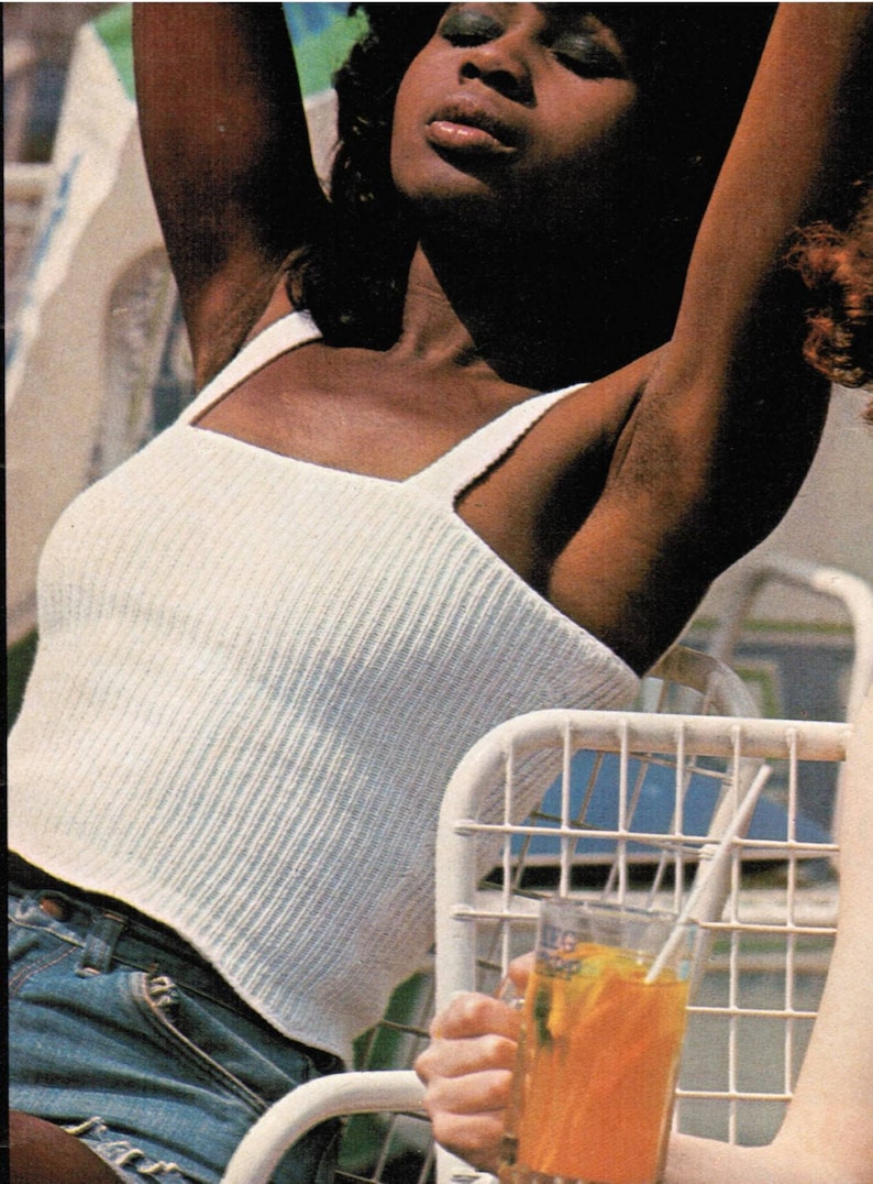 Women's Knitted Skinny Ribbed Tank Top Knitting Pattern PDF / Tank Top Knitting Pattern / 1970's Ribbed Tank Top image 1