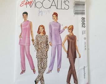 McCall's 8562 Misses patrón de túnica y pantalones sin cortar / Tamaño D 12,14, 16