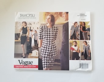 Vogue 2920 Chaqueta Tamotsu, Vestido Shell / Top, Fondos UNCUT / Tamaño 12-14-16 / Patrón de costura de vestuario profesional de los años 1990.