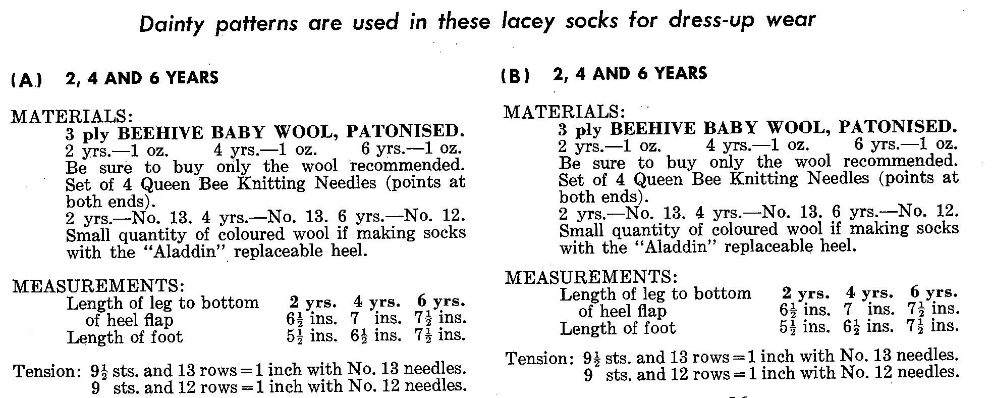 Girl's Lacy Knitted Sock Pattern in 3 Styles sizes 2 4 Etsy