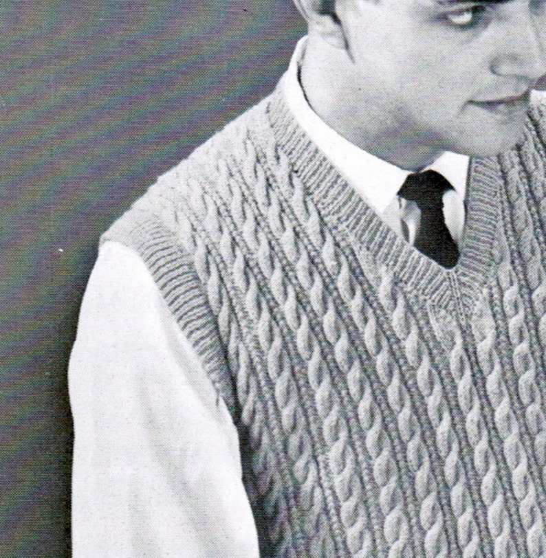 Men's Chain Cable Vest Knitting Pattern PDF / Sizes 36 - Etsy