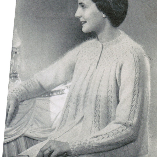 Vintage 1940's Knitted Smocked Angora Bed Jacket PDF / Sizes 34, 36 and 38 / Smocked Angora nursing jacket / Elegant bed jacket