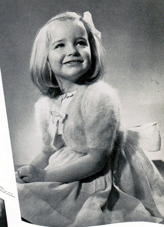 Girl's Angora Bolero Jacket Knitting Pattern PDF Angora Sweater