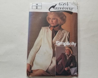 Simplicity 6584 Misses' Single and Double Breasted Lined Jacket UNCUT / Size 14 / 1980's Jacket Pattern