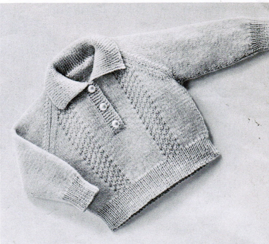 Knitted Baby Pullover With Buttons Pattern PDF / 6 to 9 Months - Etsy
