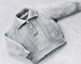 Knitted Baby Pullover with Buttons pattern PDF / 6 to 9 months / Stylish Baby Pullover