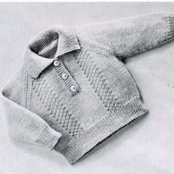 Knitted Baby Pullover with Buttons pattern PDF / 6 to 9 months / Stylish Baby Pullover