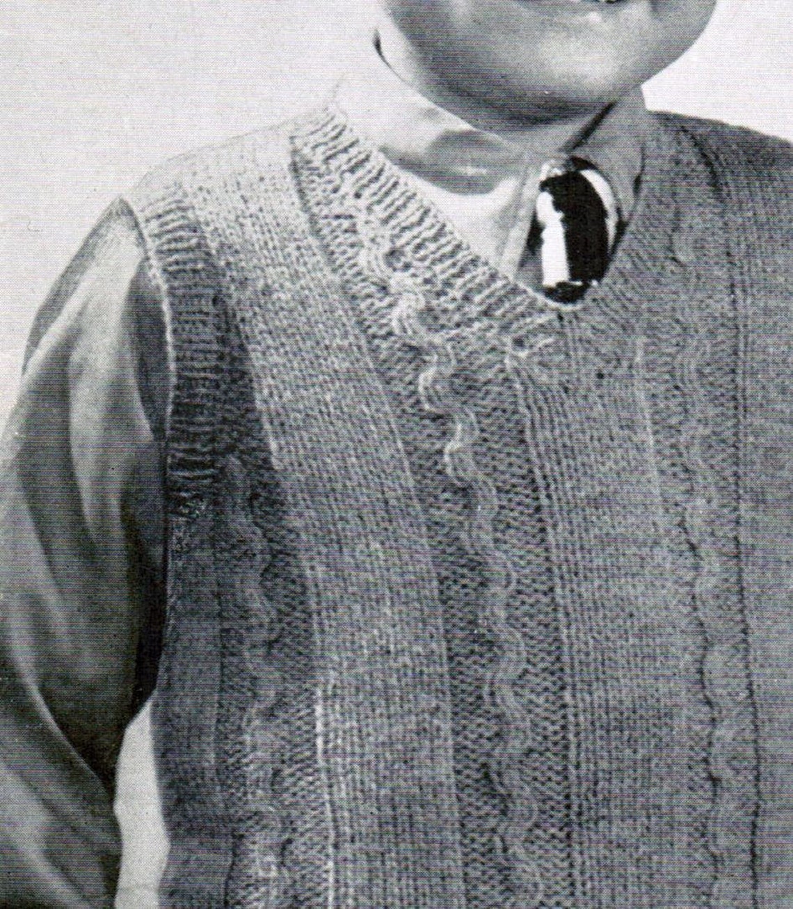 1940's Boys Pullover Vest Knitting Pattern PDF / Sizes 6 - Etsy