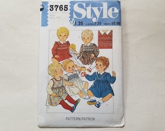 Style 3765 Baby dress or pinafore pattern UNCUT / Size: 6 months / baby dress pattern