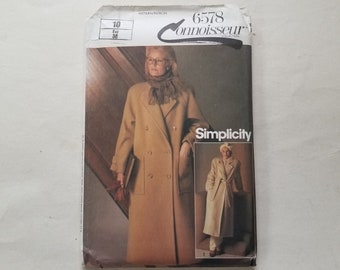 Simplicity 6578 Misses lined coat UNCUT / Size 10 / 1980's wool coat pattern