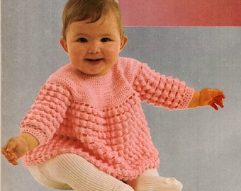 Patron de haut pour bébé avec empiècement PDF / Patron de pull pour bébé au crochet / Patron de haut pour bébé vintage