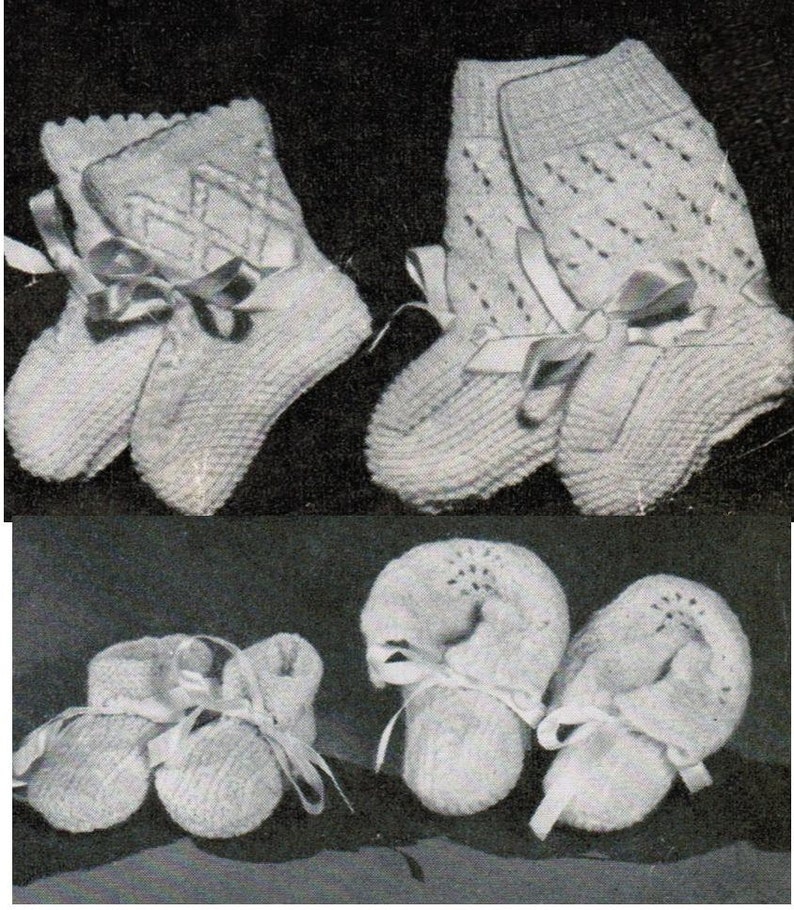 Set of 14 Vintage Baby Bootie Knitting Patterns PDF / 14 Baby Bootie