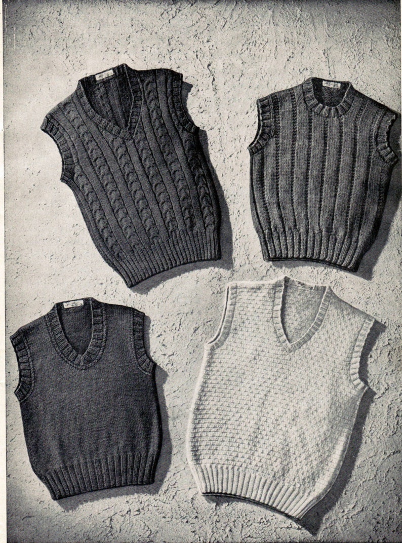 Vintage Boys Sleeveless Sweaters Knitting Patterns PDF Etsy New Zealand Vintage boys sleeveless sweaters knitting patterns pdf