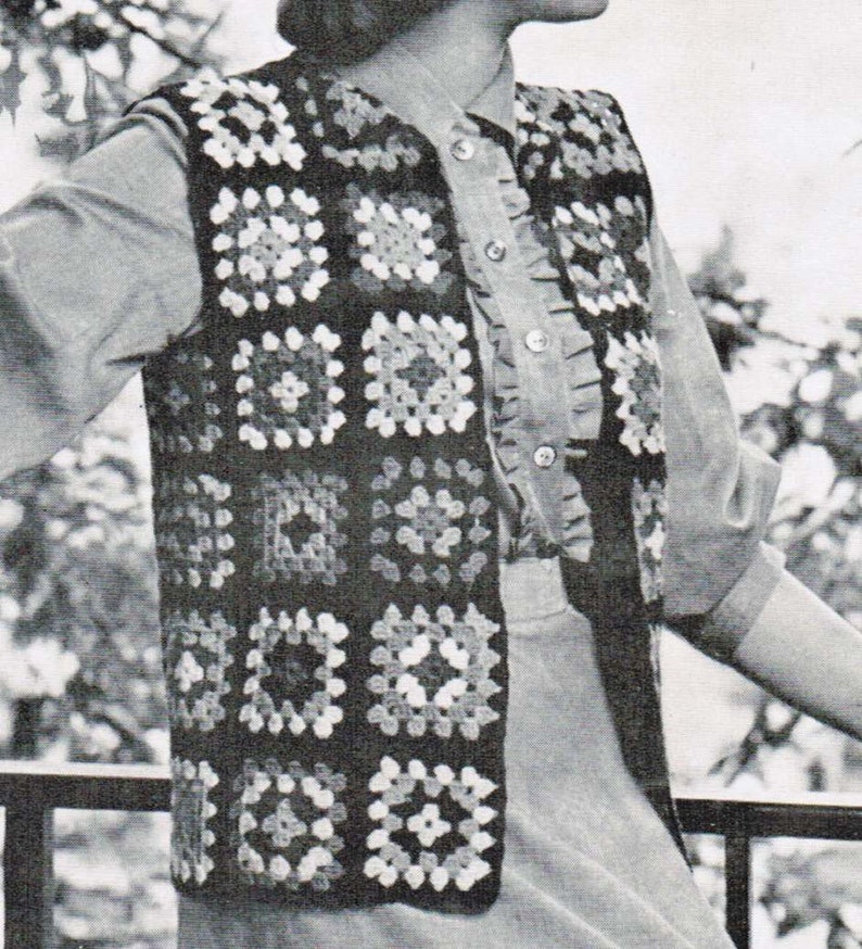 Vintage Granny Square Vest and Hat Crochet Pattern / Granny | Etsy