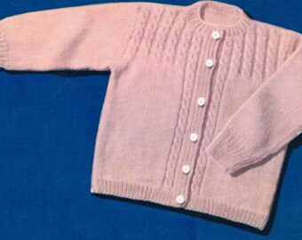 Toddler cable yoked sweater knitting pattern PDF / Cabled yoke baby cardigan pattern / Vintage baby cardigan pattern / baby jacket