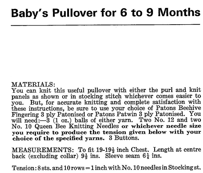 Knitted Baby Pullover With Buttons Pattern PDF / 6 to 9 Months Etsy