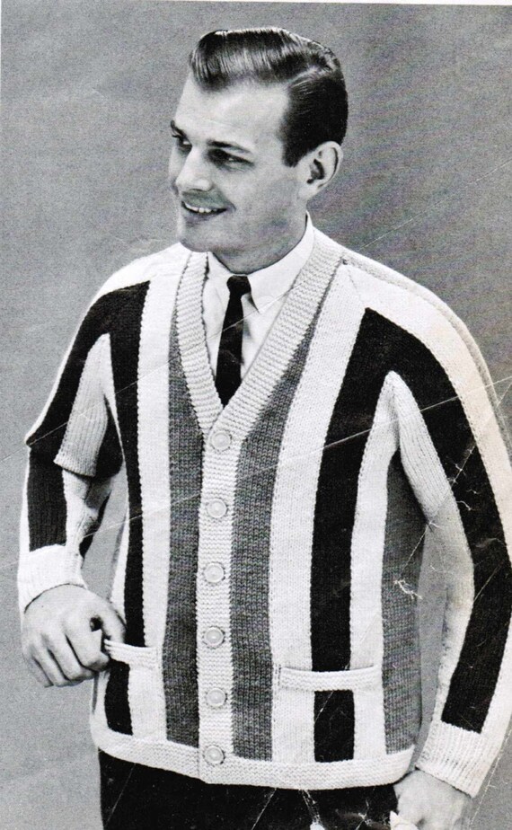 mens striped cardigan sweater