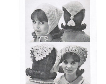 Triangle Head Scarf Vintage Crochet and knitting Pattern PDF / head kerchief pattern / topsicle pattern / babushkas pattern