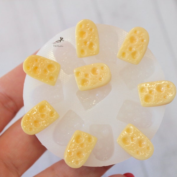 Silicone Mold Slice of Cheese Mouse-Mold for resin, polymer clay-fimo-jewelry mold-soap, food, dash, fondant, chocolate-SET123