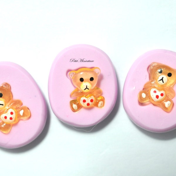 Flexible Teddy Bear Silicone Mold,Nourriture miniature,Bijoux,Charmes,Ours,Fimo,Argile polymère,Résine,Savon,Sucré,ST126