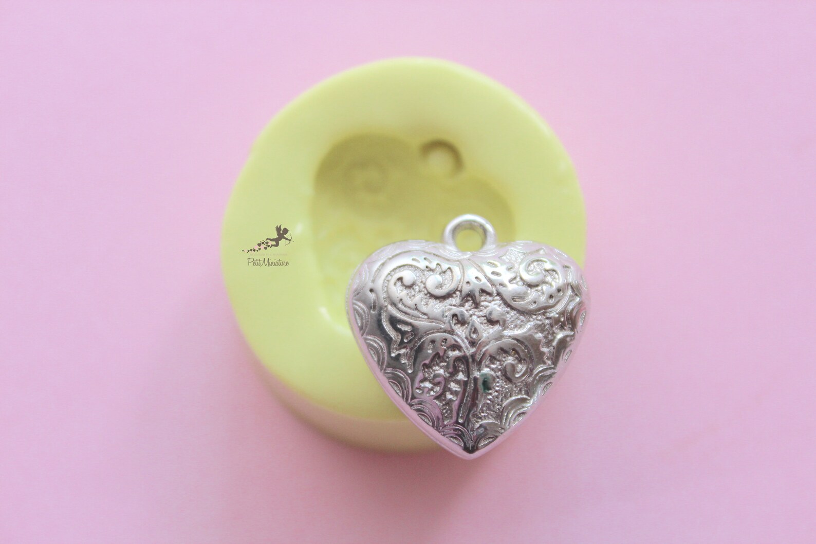 Mold Polymer Clay Heart Baroquesilicone Moldfimo Moldresin Etsy