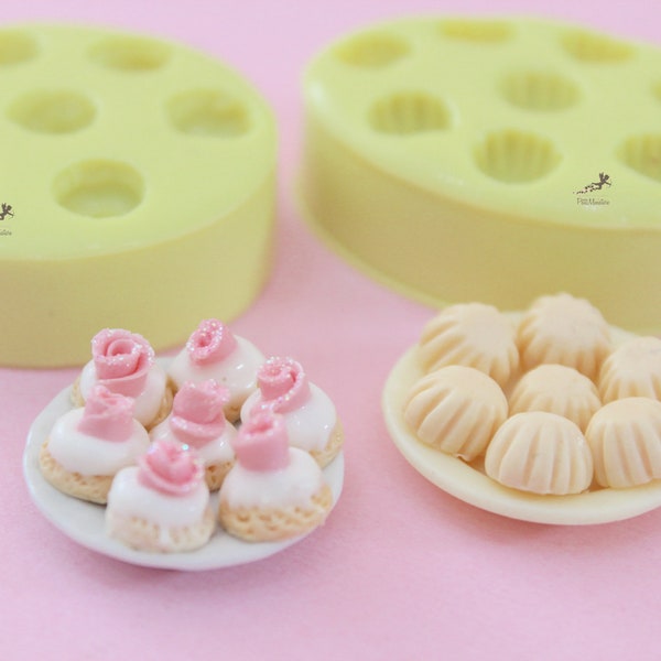 Set 2 Mold CupCake Base Mold-Silicone Mold-Dollhouse Miniatures-Polymer Clay Mold-Fimo Mold-Jewelry Molds-Silicone Molds-Handmade-ST744A