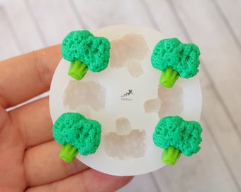 Broccoli Silicone Mold-Resin Mold, Polymer Clay, Soap, Plaster, Wax, Food, Dash, Hot Glue, Fimo, Food, Chocolate-Jewelry-SET125