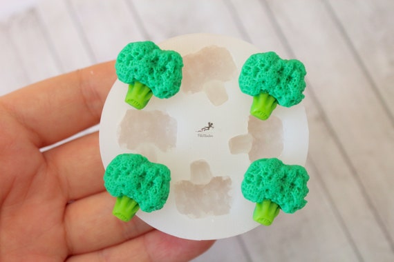 Fimo Food Food Broccoli Silicone Mold-Resin Mold Plaster Wax Hot Glue Dash Soap Chocolate-Jewelry-SET125 Polymer Clay